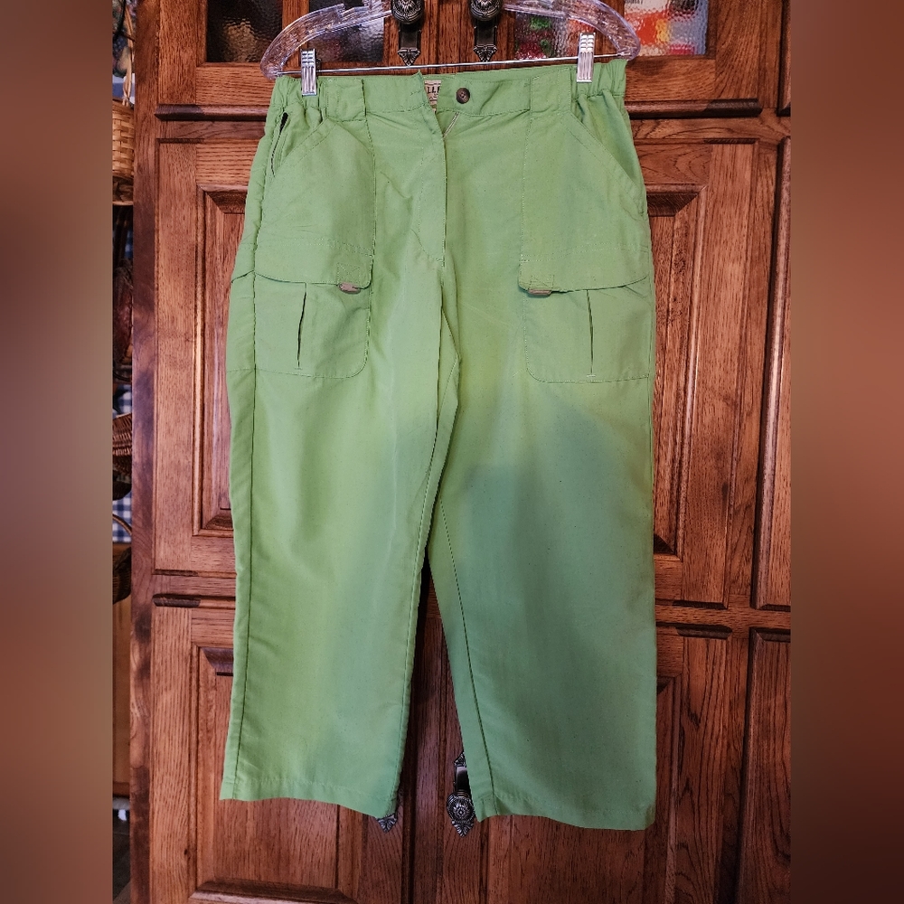 L.L.Bean Hiking Cargo Nylon Supplex Green Capri's Size M Reg - Picture 1 of 7